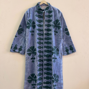 Veste kimono longue style vintage à fleurs Suzani pour femmes, manteau brodé - Product Image 1