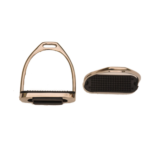 Estribos de Acero Inoxidable con Acabado Dorado y Superficie Antideslizante Negra - Equipo Ecuestre Occidental de Seguridad para Montar a Caballo Hecho en Pakistán - Product Image 1