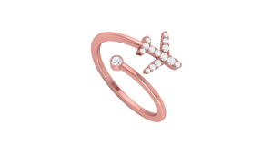 Bague unique pour femme en or 14 carats et diamant naturel, design avion |   0,15 carats - Product Image 3