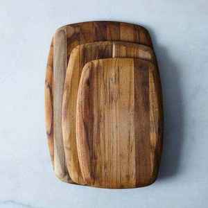 Planche à découper rectangulaire en bois d'acacia massif durable, faite à la main, écologique, finition bois de rose, compatible lave-vaisselle, accessoire de cuisine pour - Product Image 1