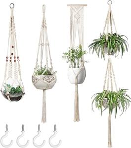 Offre Spéciale 4-Pack Macramé Plante Cintre Intérieur Extérieur Suspendus Jardinières Décoratives Maison Accessoires Élégant Boho Plante Titulaires - Product Image 5