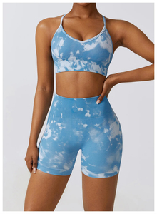 Custom Women Gym Workout Clothes Yoga <b>Set</b> <b>Tie</b> <b>Dye</b> Print 2 Piece <b>Sets</b> Female Outfits Sport Active Wear - Product Image 2