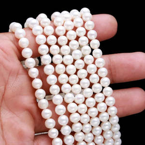 Perlas Blancas Naturales de 6 mm, Cuentas Redondas Lisas, Gemas Sueltas - Product Image 2