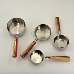 202 Stainless Steel Measuring Cups Creative <b>Resin</b> & Wood Handle for Measuring Coffee Tea Milk Powder Measuring - Product Image 1