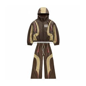 Ensemble coupe-vent 220 GSM en polyester de qualité supérieure avec panneau incurvé brun beige rouge tons logo personnalisé coupe-vent grande taille - Product Image 6