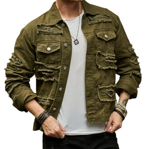 Chaqueta vaquera resistente verde algodón 100% para hombre, diseño Vintage en blanco, estilo deportivo transpirable, estilos personalizables, piel de vaca - Product Image 5