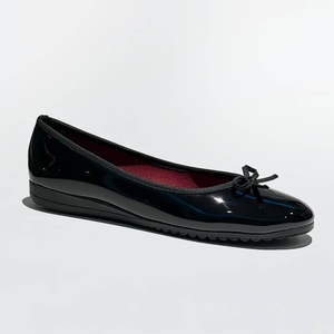 Ballerine classiche con fiocco nero in pelle verniciata per donne Design confortevole con Sole antiscivolo da indossare ogni giorno in autunno - Product Image 2