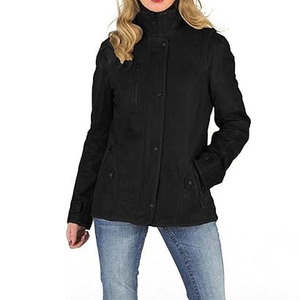 Manteau de style veste en cuir véritable élégant personnalisé OEM daim nubuck cuir marron mode femmes vestes en gros Logo couleurs - Product Image 1