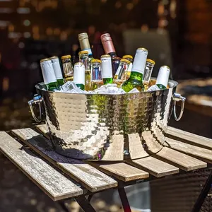 Cubo de lata de cerveza de Metal y latón de alta calidad, cubo de hielo para bañera de color dorado, precio al por mayor, bajo pedido mínimo - Product Image 2