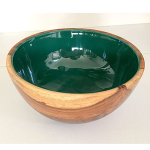 High Quality Custom Modern Design Handmade Enamel Dinnerware Pattern Mango Wood <b>Salad</b> <b>Server</b> Wedding Stocked Food Bowl Metal - Product Image 4