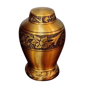 โกศใส่ศพทำจากทองเหลืองทรงโดมสำหรับขี้เถ้าศพทำจากโลหะสีดำทองและสีดำ - Product Image 1