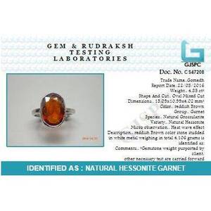 NOVAMART Fine Certified Natural Hessonite Garnet (Gomed) 3.25 12.25 Ratti <b>Ring</b> <b>Adjustable</b> Silver(925) BEZEL Setting Fine Astrolo - Product Image 4