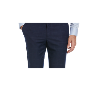 Pantaloni Eleganti da Uomo Perry Ellis Portfolio Slim Fit a Vita Piatta 100% Cotone Blu Taglia XL (30X32) Personalizzabili con Cintura Dritta in Lana Pettinata - Product Image 2