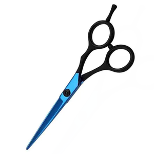 Top Quality Barber <b>Hair</b> <b>Cutting</b> <b>Scissors</b> Blue Color Barber <b>Hair</b> Salon Metal Steel <b>Scissors</b> With Adjustable Finger Rest - Product Image 4