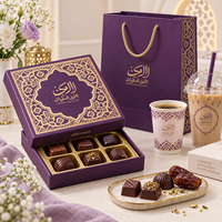 Boîtes cadeaux de chocolat du Moyen-Orient personnalisées AT PACK avec matériau en carton rigide, emballage de luxe pour bonbons avec gaufrage en feuille d'or