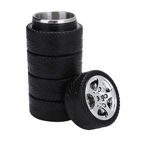 <b>Stainless</b> <b>Steel</b> 800ml Water <b>Bottle</b> Straw Vacuum Flask <b>Bottle</b> Tire Shaped Thermos for Drinkware Stacked Tire <b>Stainless</b> <b>Steel</b> - Product Image 4