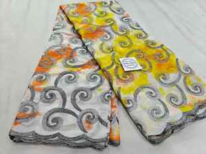 Tela de Algodón Peinado de Alta Calidad, Transpirable, Bordada, Tradicional, Multicolor, Thoub Lafaya Sudanés para Mujer - Product Image 3