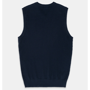 Personnalisable Homme 100% Coton Pull Col V Sans Manches Marine Solide Motif Respirant Anti-Rides Anti-Rétrécissement Avant Logo ODM - Product Image 4