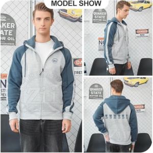 Sweat à capuche zippé en polaire noir, décontracté, respirant, pour homme, 100% coton, avec broderie, service OEM personnalisé - Product Image 4