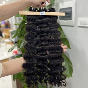 VENTE EN GROS DEEP WAVE NATUREL NOIR SUPER DOUBLE BUNDLES DEAL CLOSURE FRONTAL RAW UNIQUE DONATEUR EXTENSIONS DE CHEVEUX HUMAINS VIETNAMIENS - Product Image 5