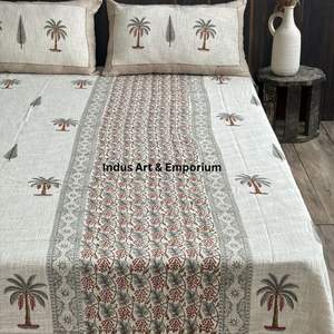 Venta al por mayor Handloom colchas de algodón bloque de mano impreso colchas de lino de algodón - Product Image 2