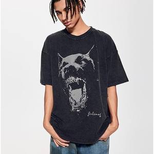 OEM personalizado Streetwear gráfico camisetas lavadas Vintage hombres camiseta de gran tamaño gota hombro ácido lavado camiseta para hombres personalizado - Product Image 2