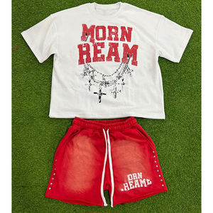 New Arrivals Top Deals Breathable High Quality Printed Custom <b>Men's</b> Summer Casual Sweat <b>Shorts</b> <b>and</b> <b>T</b>-<b>Shirts</b> <b>Set</b> - Product Image 4