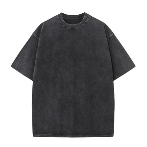 Camiseta de hombre de buena calidad con lavado ácido, personalizable con logo, cuello redondo, oversize, estilo urbano, lisa, unisex. - Product Image 1