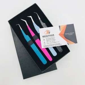 Juego de pinzas de belleza sostenibles al por mayor de alta calidad, pinzas de extensión de pestañas de volumen superventas, OEM personalizado - Product Image 3