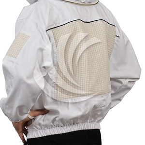 Chaquetas de apicultura de cobertura completa con capucha ventilada y protección para los brazos, chaquetas de apicultura de algodón con cremallera, velo y diseño con bolsillos - Product Image 2