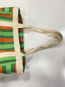 ถุงผ้าไนลอนแบบใช้ซ้ำได้เป็นมิตรกับสิ่งแวดล้อมถุงช้อปปิ้งพร้อมซิป rpet ทอมือกระเป๋าพลาสติกรีไซเคิลลายทางผลิตในอินเดีย - Product Image 3