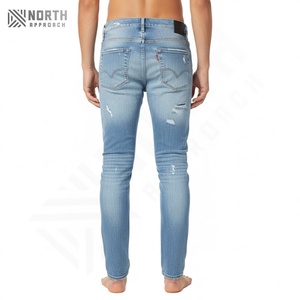 Pantalones Vaqueros Ajustados Negros de Mezclilla Lavada Personalizados de Primera Calidad con Diseño Desgastado y Estilo Moderno para Hombre - Product Image 1