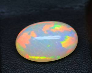 Opale éthiopienne en nid d'abeille naturelle, forme ovale, cabochon, pierre précieuse - Opales arc-en-ciel chatoyantes - Pierre en nid d'abeille lisse et non montée pour elle - Product Image 3