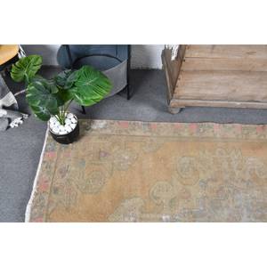 Tapis turc vintage Beige vert 4,2x7,3 pieds en laine faite à la main grande surface avec support en Latex Design Patchwork pour décor de chambre de couloir - Product Image 5