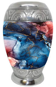 Diseño de árboles del bosque Urnas de cremación de aluminio para cenizas humanas con bolsa de terciopelo gratis - Product Image 3