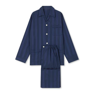 Vêtements de nuit en soie de haute qualité pour hommes, impression de pyjamas à manches longues, ensemble 2 pièces pour hommes et femmes - Product Image 2