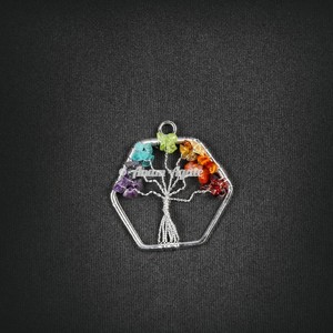 Tendance personnalisé arbre de vie pendentif agate collier de pierres précieuses avec forme de cercle sculpté de style Feng Shui - Product Image 4