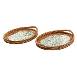 Ensemble de 3 plateaux de service en bois de noyer rectangulaires, design moderne, pour hôtel, maison, cuisine, avec deux poignées - Product Image 5