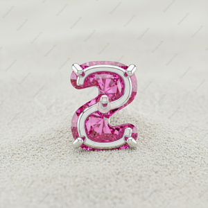 Regalos de Navidad, Pendientes de Diamante Rosa Cultivado en Laboratorio con Certificación GIA IGI, Letra del Alfabeto, Oro Fino, Plata de Ley 925 Chapada, para Él - Product Image 3