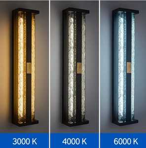 Lumière de façade rectangulaire LED MAISON moderne de luxe |   Applique murale extérieure en verre texturé, acier inoxydable et acrylique - Product Image 3