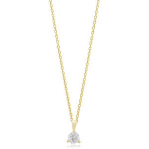 Colgante redondo de piedra de circón de tres garras, colgante de collar, joyería de plata de ley 925 turca al por mayor - Product Image 1