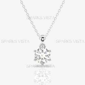 Personnalisable Dainty 14K Solid Gold Solitaire Pendant Split Bail Link IGI Certified Lab Created Diamond Elegant Anniversary Gift - Product Image 2