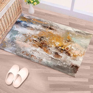 Alfombra Moderna Estampada, Diseño de Pintura Marrón y Gris, Decoración Antideslizante para el Hogar, Alfombra de Terciopelo - Product Image 5