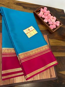 Saris de seda brocados hechos a medida en color rojo tradicional con borde dorado hechos de telas de seda pura ideales para reventa - Product Image 3