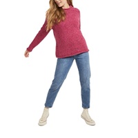 Meistverkaufter Lässiger Herbst-Winter Damen Pullover mit Langen Ärmeln O-Ausschnitt Einfarbig Gestrickter Sweater 100% Acryl Knitterfrei