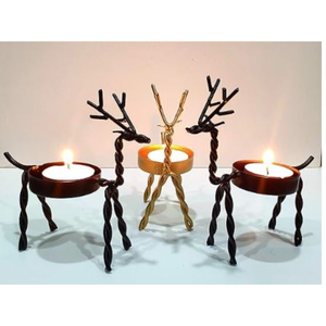 Bougeoir de table décoratif fait à la main en métal flexible avec style gaufré pour Noël - Product Image 5