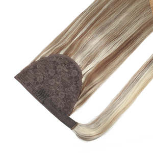 Vietnamese Human <b>Hair</b> Ponytail Extension Body <b>Wave</b> Medium Brown Platinum Mix Kinky Straight Texture - Product Image 4