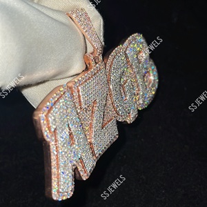 Personalizado nombre inicial colgante S925 VVS D Moissanite diamante carta cadena completo helado encanto con logotipo personalizado para hombres y mujeres - Product Image 6