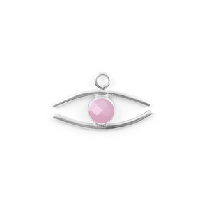 Pendentif en argent sterling avec pierre de naissance du mauvais œil marquise calcédoine rose pierre précieuse plaqué or unisexe bijoux religieux breloque en vrac - Product Image 1