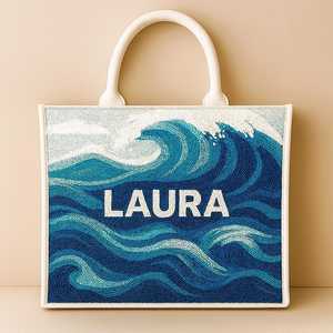 Fourre-tout perlé personnalisé, fourre-tout de mariage personnalisé, sac de perles florales, sac de mariage personnalisé, cadeau de demoiselle d'honneur, fourre-tout floral bleu, - Product Image 5